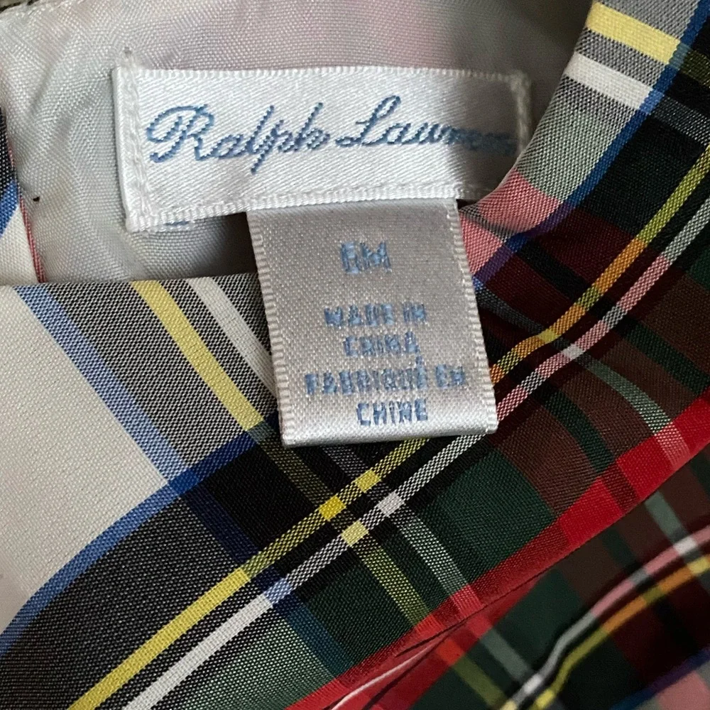 Ralph Lauren Baby Plaid Holiday Christmas Dress with Bow 6 Months